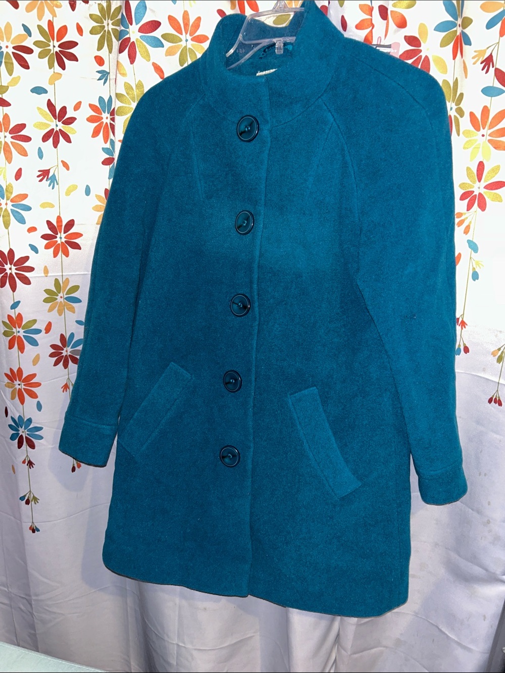 Appleseed's Teal Button-Front Wool Coat